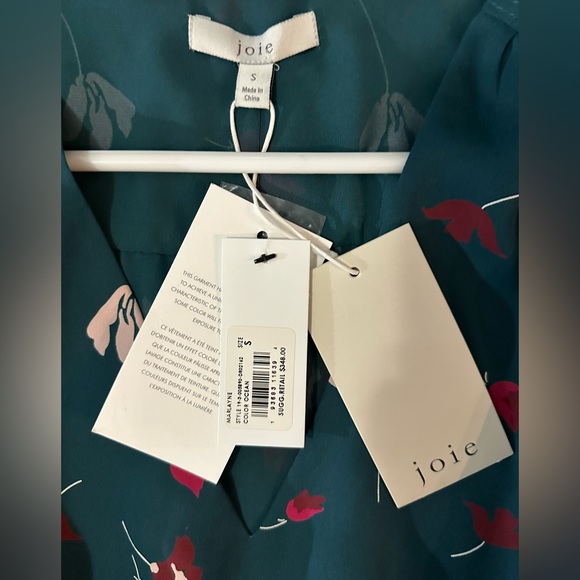 NWT Joie Long Sleeve Marlayne Faux Wrap Floral Print in Ocean Teal Blue - Picture 12 of 12